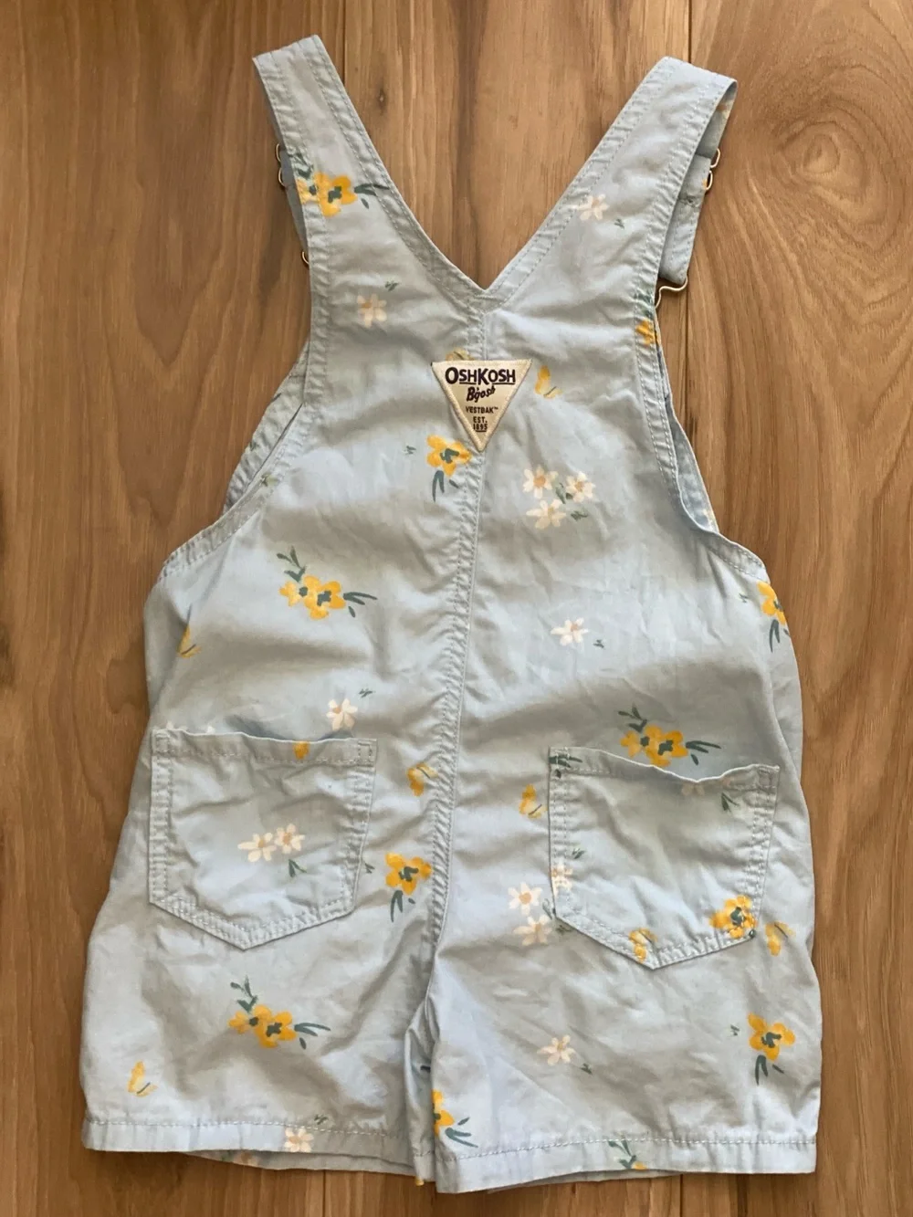 OshKosh B'gosh Blue Floral Shortalls Overalls Size 3T